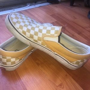 Yellow Checkerboard Slip On Vans